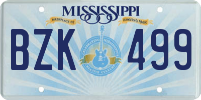 MS license plate BZK499