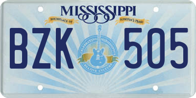 MS license plate BZK505