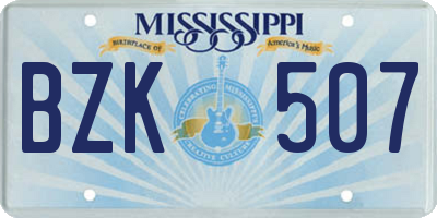 MS license plate BZK507