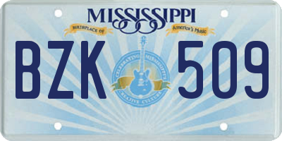 MS license plate BZK509