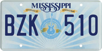 MS license plate BZK510