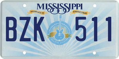 MS license plate BZK511