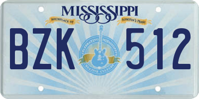 MS license plate BZK512