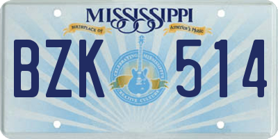 MS license plate BZK514