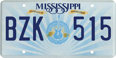 MS license plate BZK515