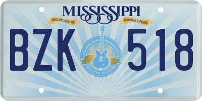 MS license plate BZK518
