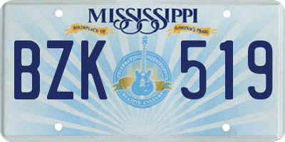 MS license plate BZK519