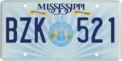MS license plate BZK521