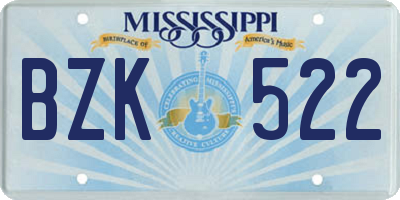 MS license plate BZK522