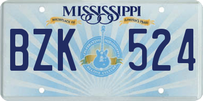 MS license plate BZK524