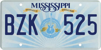 MS license plate BZK525