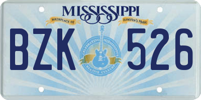 MS license plate BZK526