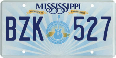 MS license plate BZK527