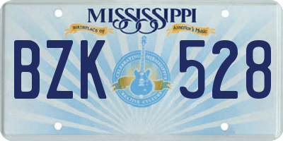 MS license plate BZK528