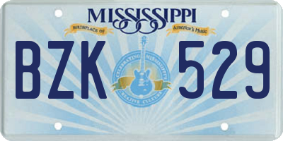 MS license plate BZK529