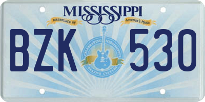 MS license plate BZK530