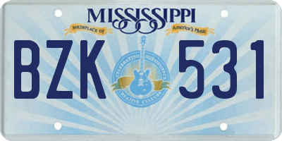 MS license plate BZK531