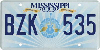 MS license plate BZK535