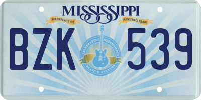 MS license plate BZK539