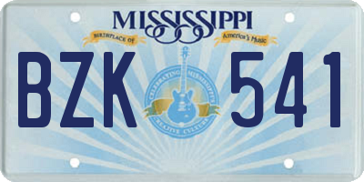 MS license plate BZK541
