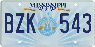 MS license plate BZK543