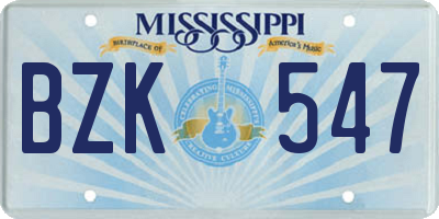 MS license plate BZK547