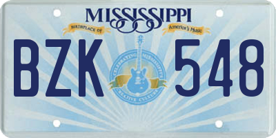 MS license plate BZK548