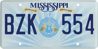 MS license plate BZK554