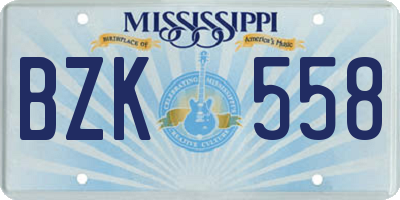 MS license plate BZK558