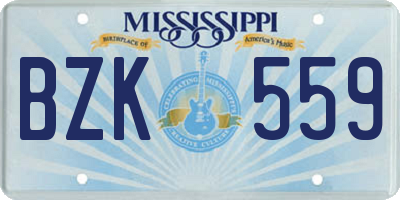 MS license plate BZK559