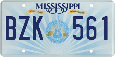 MS license plate BZK561