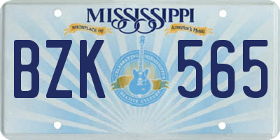 MS license plate BZK565