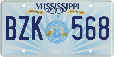 MS license plate BZK568
