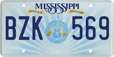 MS license plate BZK569