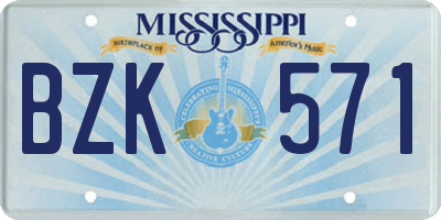 MS license plate BZK571