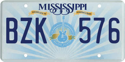 MS license plate BZK576