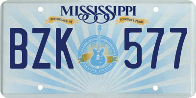 MS license plate BZK577