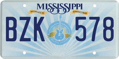 MS license plate BZK578