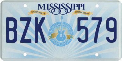 MS license plate BZK579