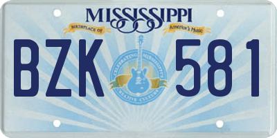 MS license plate BZK581