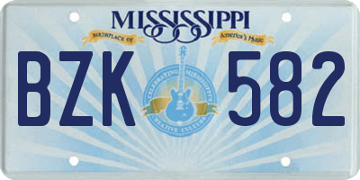 MS license plate BZK582