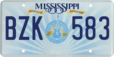 MS license plate BZK583