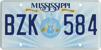 MS license plate BZK584