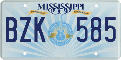 MS license plate BZK585