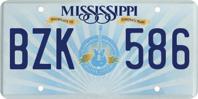 MS license plate BZK586