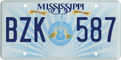 MS license plate BZK587