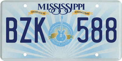 MS license plate BZK588