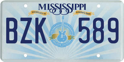 MS license plate BZK589