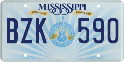 MS license plate BZK590