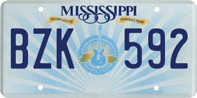 MS license plate BZK592